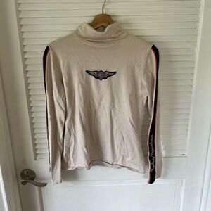 Harley Davidson Shirt Women’s M Tan turtle neck Long Sleeve Spell Out